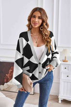Load image into Gallery viewer, Geometric Lantern Sleeve Cardigan with Pockets