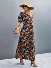 Load image into Gallery viewer, Printed Tie Waist One Shoulder Maxi Dress