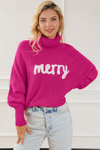 Load image into Gallery viewer, Merry Letter Embroidered High Neck Sweater