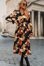 Load image into Gallery viewer, Printed Half Button Tie-Waist Pleated Dress