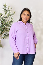 Load image into Gallery viewer, Zenana Full Size Texture Button Up Raw Hem Long Sleeve Shirt