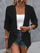 Load image into Gallery viewer, Eyelet Roll-Tab Sleeve Cardigan