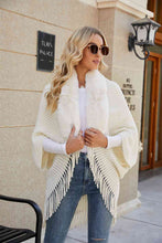 Load image into Gallery viewer, Fringe Detail Long Sleeve Ribbed Poncho