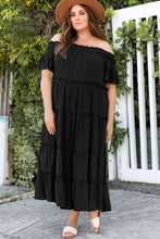 Load image into Gallery viewer, Plus Size Off-Shoulder Ruffle Trim Maxi Dress
