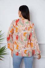Load image into Gallery viewer, Floral Frill Notched Long Sleeve Blouse