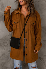 Load image into Gallery viewer, Button Down Longline Shirt Jacket with Pockets
