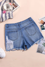 Load image into Gallery viewer, High Rise Distressed Denim Shorts