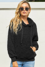 Load image into Gallery viewer, Drawstring Sherpa Hoodie with Pocket
