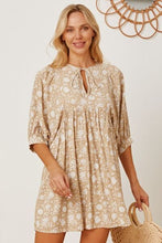 Load image into Gallery viewer, Floral Tie Neck Ruched Babydoll Dress