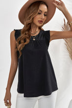 Load image into Gallery viewer, Keyhole Back Ruffle Shoulder Sleeveless Top