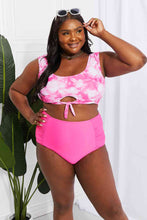 Load image into Gallery viewer, Marina West Swim Sanibel Crop Swim Top and Ruched Bottoms Set in Pink