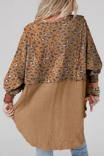 Load image into Gallery viewer, Textured Leopard Dropped Shoulder Blouse