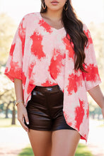 Load image into Gallery viewer, Plus Size Tie-Dye V-Neck Half Sleeve Blouse