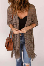 Load image into Gallery viewer, Fringe Hem Slit Open Front Cardigan