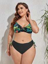 Load image into Gallery viewer, Plus Size Printed V-Neck Drawstring Bikini Set