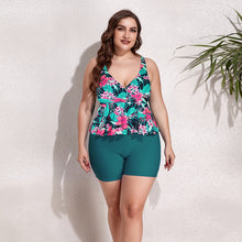 Load image into Gallery viewer, Plus Size Botanical Print Surplice Swim Set