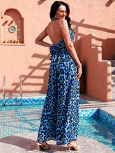 Load image into Gallery viewer, Leopard Print Crisscross Wide Leg Jumpsuit