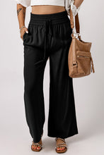 Load image into Gallery viewer, Drawstring Smocked Waist Wide Leg Pants