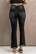 Load image into Gallery viewer, High Waist Distressed Raw Hem Jeans
