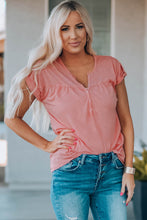Load image into Gallery viewer, Women Buttoned Roll-Tab Sleeve Tee Shirt