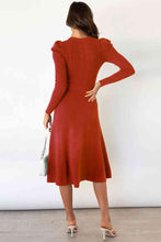 Load image into Gallery viewer, Round Neck Long Sleeve Tie Waist Sweater Dress