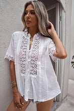 Load image into Gallery viewer, Buttoned Spliced Lace Blouse