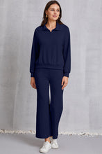 Load image into Gallery viewer, Half Zip Collared Neck Sweatshirt and Pants Set