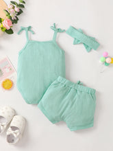 Load image into Gallery viewer, Baby Girl Waffle-Knit Tie-Shoulder Top and Shorts Set