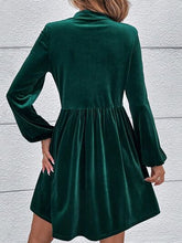 Load image into Gallery viewer, Tied Neck Balloon Sleeve Mini Dress