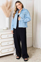 Load image into Gallery viewer, Double Take Dropped Shoulder Raw Hem Denim Jacket