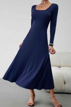 Load image into Gallery viewer, Scoop Neck Long Sleeve Lace-Up Maxi Dress