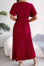 Load image into Gallery viewer, Pleated Flutter Sleeve Belted Dress