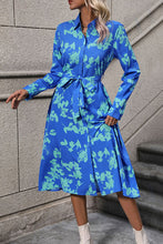 Load image into Gallery viewer, Printed Button Up Tie Waist Dress
