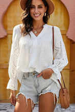 Load image into Gallery viewer, Crochet Flounce Sleeve Button Up Blouse