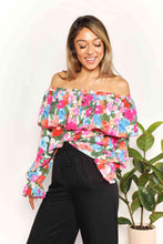 Load image into Gallery viewer, Double Take Floral Off-Shoulder Flounce Sleeve Layered Blouse
