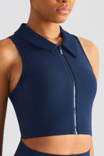 Load image into Gallery viewer, Zip Up Collared Cropped Sports Top