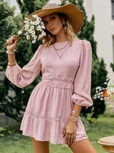 Load image into Gallery viewer, Cutout Tie-Back Puff Sleeve Mini Dress