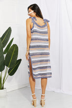 Load image into Gallery viewer, Striped Tie Shoulder Split Cover Up Dress