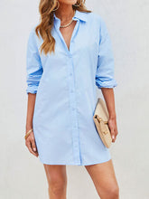 Load image into Gallery viewer, Button Up Long Sleeve Mini Shirt Dress