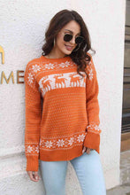 Load image into Gallery viewer, Reindeer & Snowflake Pattern Dropped Shoulder Pullover Sweater