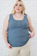 Load image into Gallery viewer, Plus Size Quarter Button Ribbed Tank