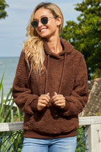 Load image into Gallery viewer, Drawstring Sherpa Hoodie with Pocket