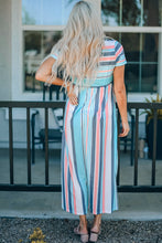 Load image into Gallery viewer, Striped Print High Waist Maxi Dress