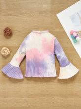 Load image into Gallery viewer, Baby Girl Tie-Dye Ribbed Bell Sleeve Top and Bell Bottoms Set