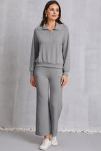 Load image into Gallery viewer, Half Zip Collared Neck Sweatshirt and Pants Set