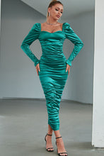 Load image into Gallery viewer, Ruched Puff Sleeve Sheath Dress