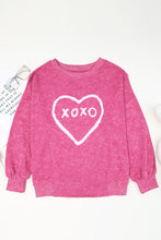 Load image into Gallery viewer, XOXO Heart Graphic Round Neck Long Sleeve Sweatshirt