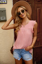 Load image into Gallery viewer, Keyhole Back Ruffle Shoulder Sleeveless Top