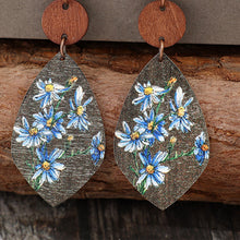 Load image into Gallery viewer, Flower Geometrical Shape Wooden Earrings