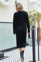 Load image into Gallery viewer, Mixed Knit V-Neck Cardigan and Knit Skirt Set